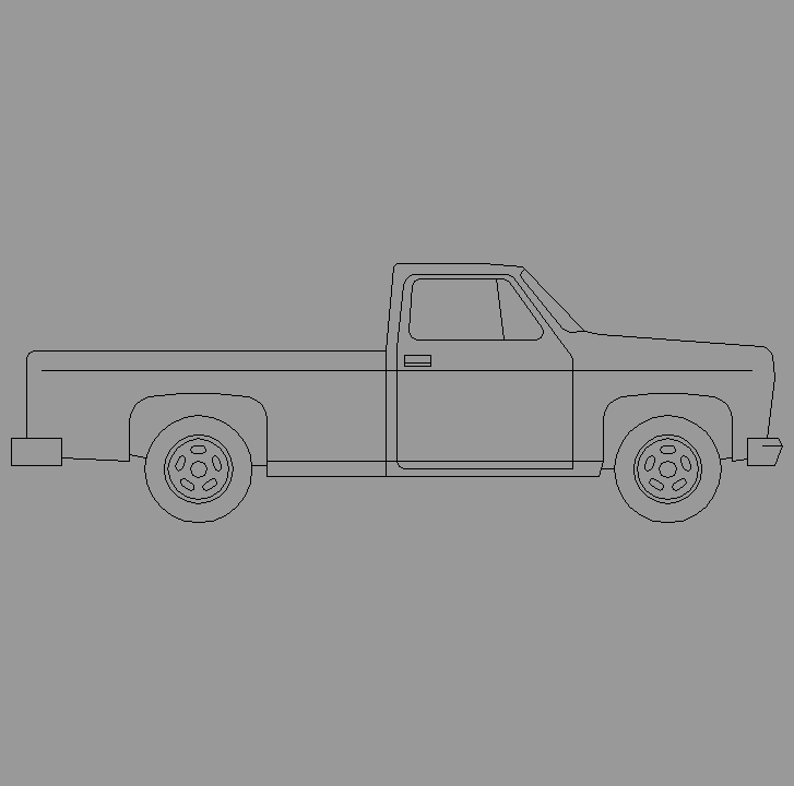 Bloque Autocad Vista de Coche Pick-UP Bibliot. 2D-3D en Perfil